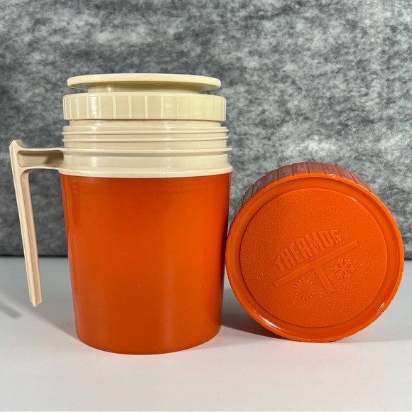 Thermos Brand ORANGE vaccuum bottle Retro Vintage Hipster Boho Camping Hiking - Picture 8 of 15